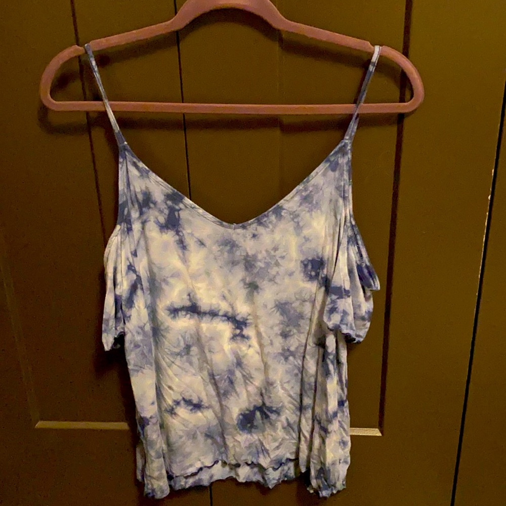 Tie dye tank top with shoulder thingies